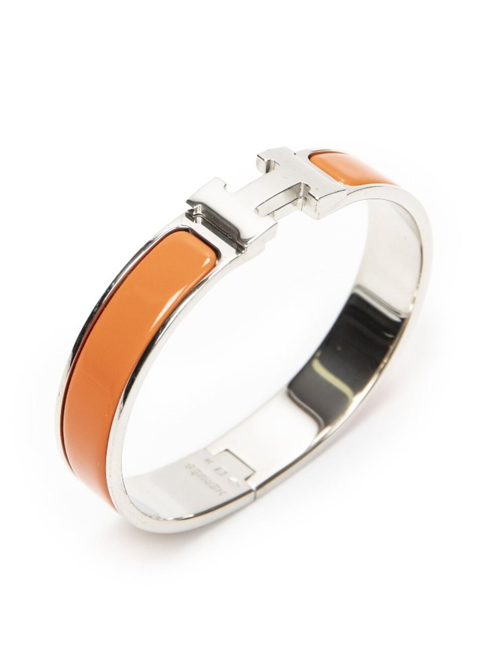 Hermes Clic Clac Bracelet Orange Silver Plating